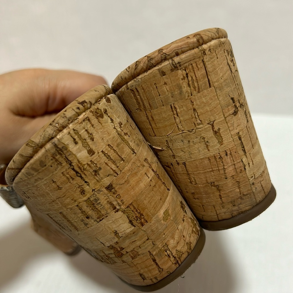 Tory Burch Suzy Sandals Snakeskin Cork Platform Wedge Leather - Size 7.5 - Picture 7 of 11